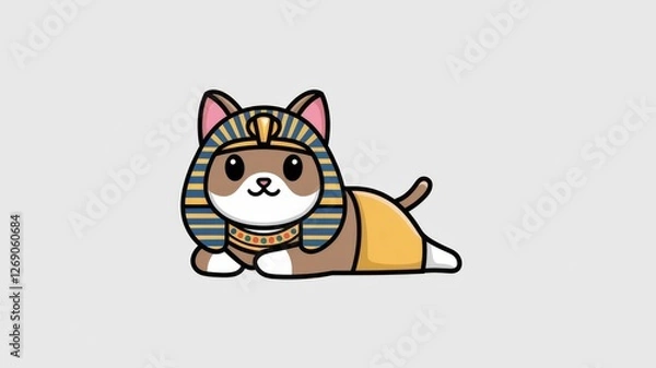 Fototapeta  Vector Illustration of a Cute Cat Pharaoh Generative aI