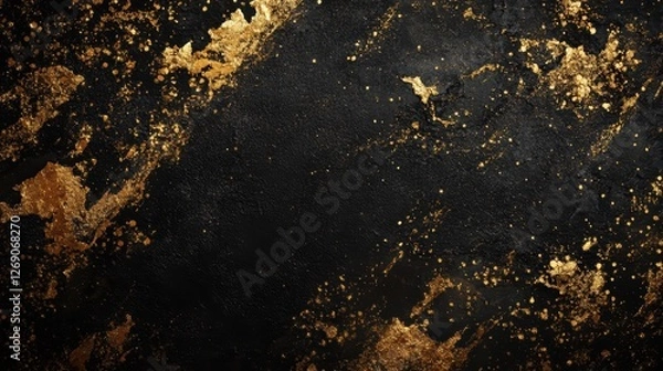 Fototapeta Abstract Black and Gold Texture Background with Shimmering Splashes and Rough Surfaces Ideal for Luxury Themes and Artistic Designs