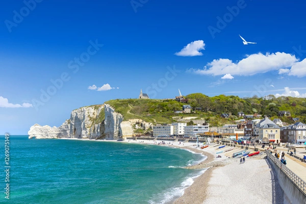 Obraz Panoramic view of the beach of Etretat in Normandy, France