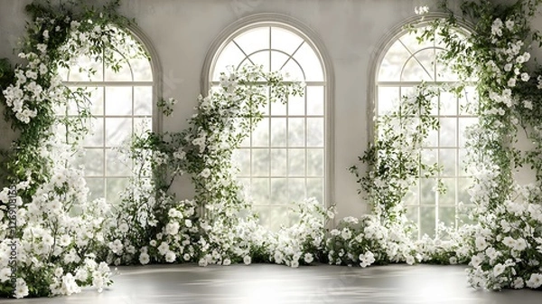 Fototapeta wedding backdrop with flower generative AI