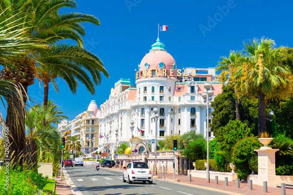 Fototapeta Symbol of the Cote d'Azur, the Negresco hotel, famous luxury hotel on the Promenade des Anglais