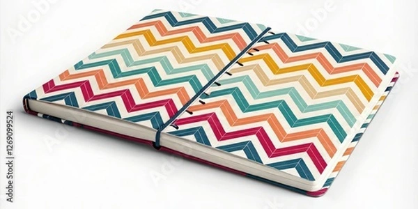 Fototapeta Geometric Chevron Journal Pages: Bokeh Background, Abstract Design, Stylish Notebook Textures