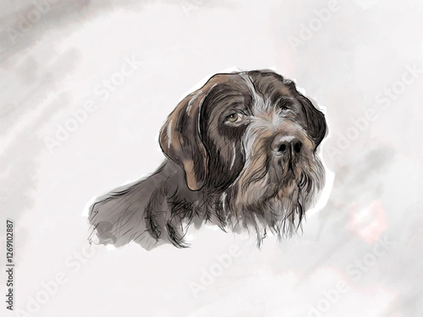 Fototapeta German wire-haired pointer 
