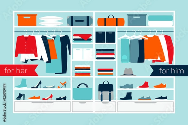 Obraz Vector illustration of the family wardrobe