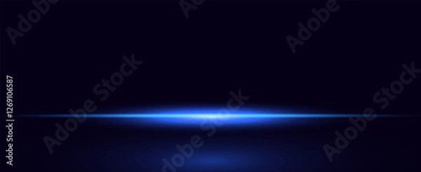 Fototapeta Abstract blue light ray on dark background. Technology data design. Vector