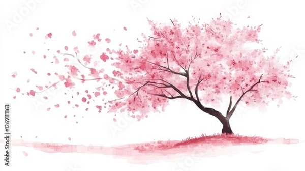 Fototapeta Watercolor Cherry blossom blooming flower,Sakura tree or forest side view,Cherry tree spring flower background,elements for environment and garden,botanical in spring season.