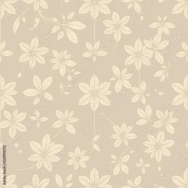 Fototapeta seamless pattern with flowers, Seamless floral pattern. illustration. Hand drawn flowers and leaves of clover. Vintage detailed style, Seamless flower pattern textiles design. natural seamless pattern