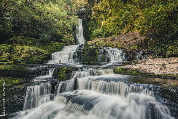 Obraz Slow Shutter z Mclean Falls, Catlins, South Island, Nowa Zelandia