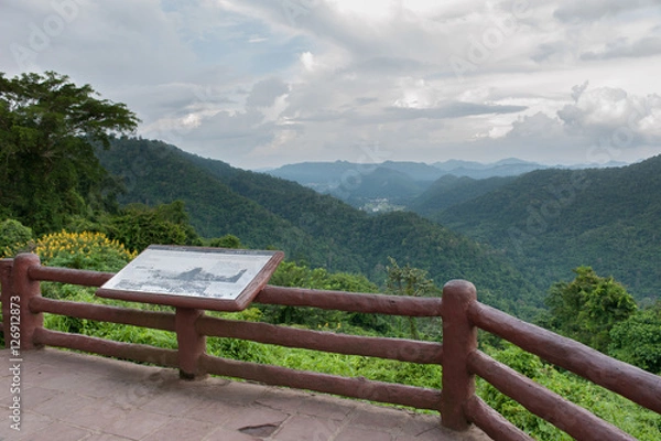 Fototapeta Mountains scenery background. Forest in National Park.