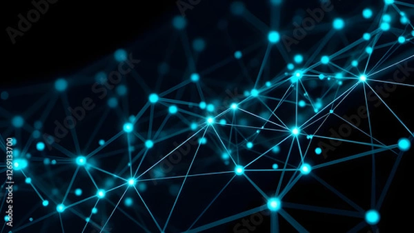 Fototapeta A bright, abstract blue backdrop with glowing stars evokes a festive holiday night sky