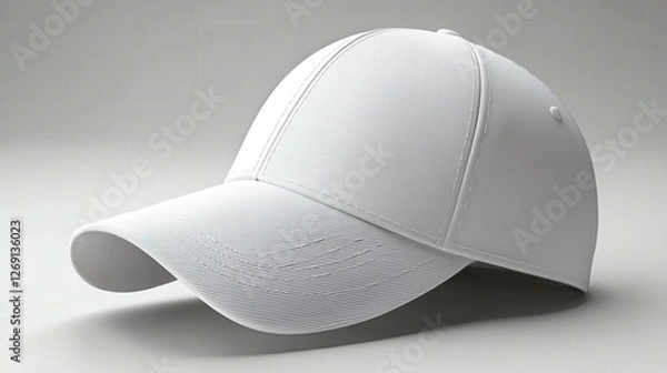 Fototapeta a white cap with a curved brim. It appears clean and modern and is well-lit