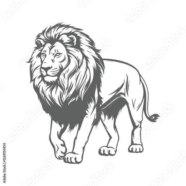 Obraz vector Lion silhouette with black and white design, isolated on white background, generated ai