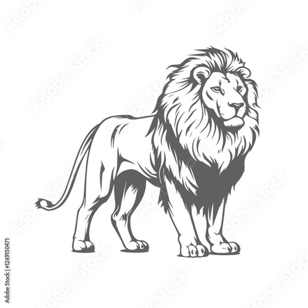 Obraz vector Lion silhouette with black and white design, isolated on white background, generated ai