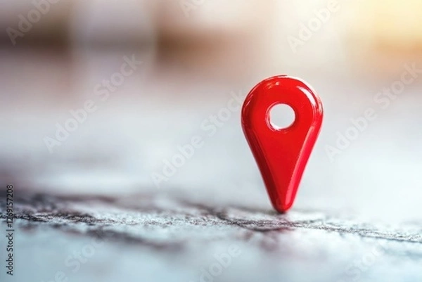 Obraz A small red pin with a circular hole in the center, great for illustrations, presentations or DIY projects