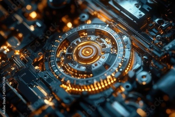 Fototapeta A detailed look at the components on a electronic circuit board
