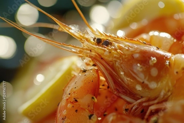 Obraz A close-up shot of a shrimp on a plate