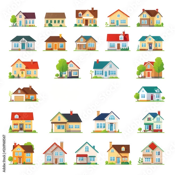 Fototapeta Row of houses with different colors and styles