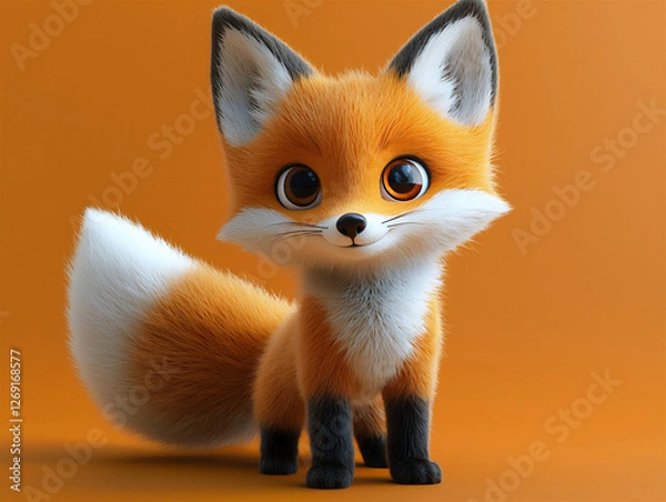 Fototapeta  adorable 3d fox character