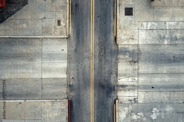Fototapeta Symmetrical urban concrete wall with weathered texture. AI image