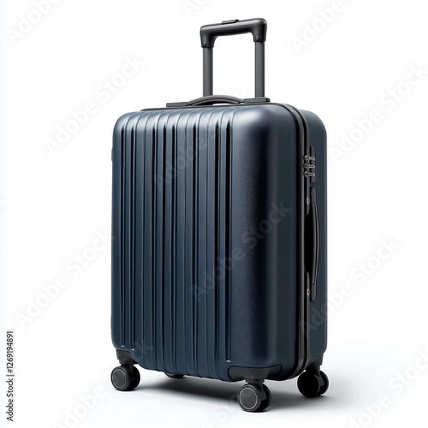 Fototapeta Sleek modern suitcase featuring ergonomic telescopic handle, durable impact-resistant shell, and compact travel-ready form. Built for both business and leisure journeys.