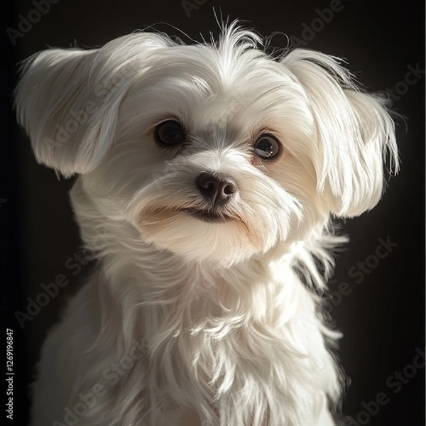Fototapeta Serene Maltese Dog with Relaxed Expression in Soft Light