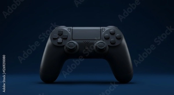 Fototapeta Dark game pad on a dark blue background. 3d rendering
