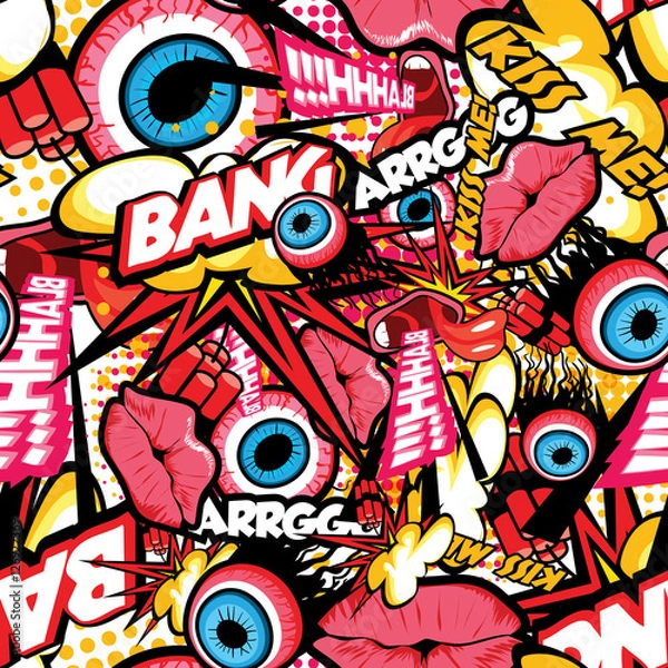 Obraz Seamless Repeating Pattern Background Wallpaper Comic Retro Pop Art