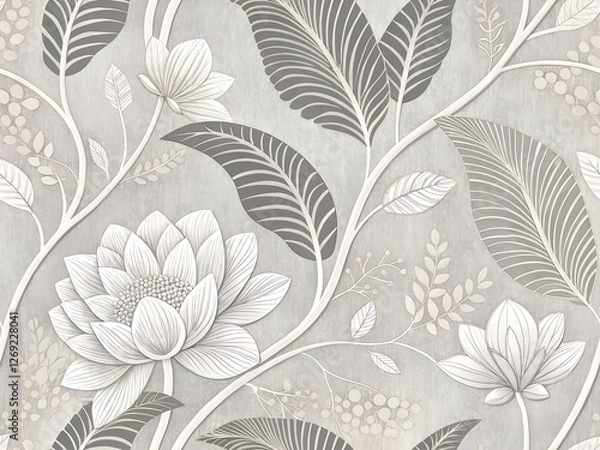 Obraz simple background pattern with floral ornament - gray color