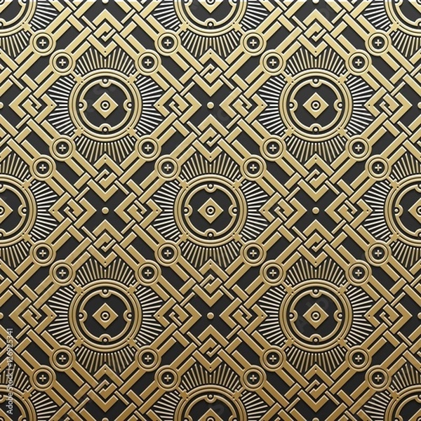 Fototapeta Golden metallic background with geometric pattern. Elegant luxury style.