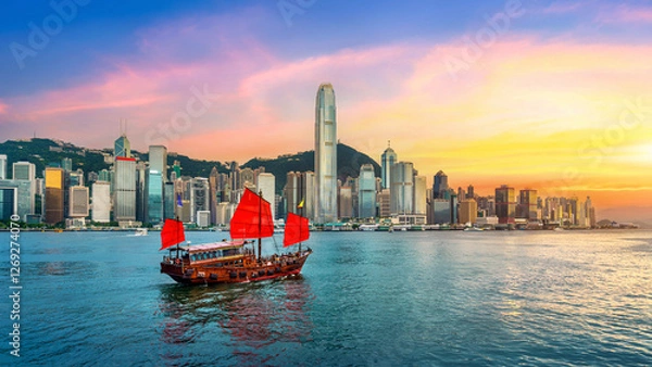 Obraz Hong Kong cityscapse at sunset.