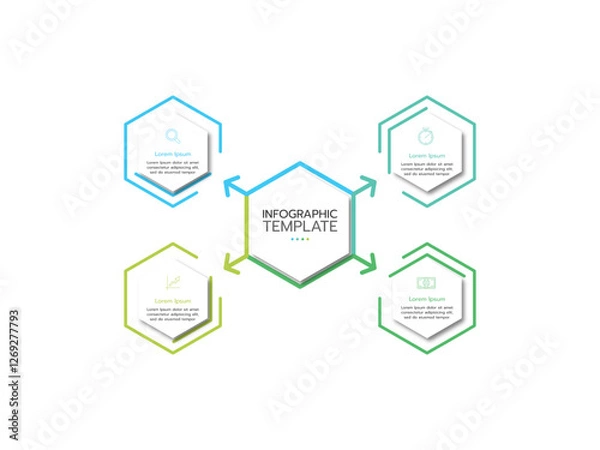Fototapeta Business infographic template. Concept with 4 martketing icons or options. Can be used for workflow layout, graph, presentation chart diagram, annual report, web design, steps or processes.