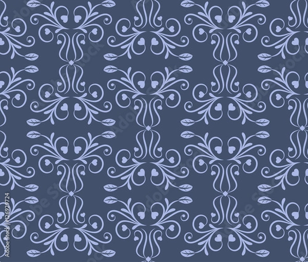 Fototapeta Damask floral ornament. Seamless pattern. Vintage.  Luxury texture for wallpapers and backgrounds.  Vector illustration.