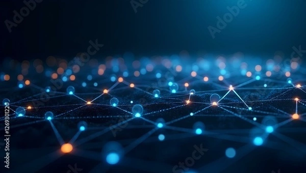 Fototapeta Futuristic Digital Network and Data Visualization