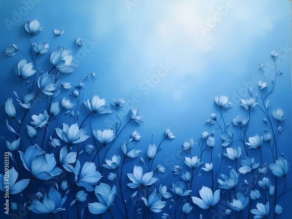 Obraz Abstract soft blue background with textured flowers
