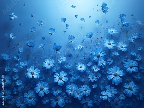 Obraz Abstract soft blue background with textured flowers