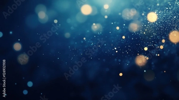 Fototapeta A moody, dark blue background with subtle, blurred light flares and a cinematic feel.