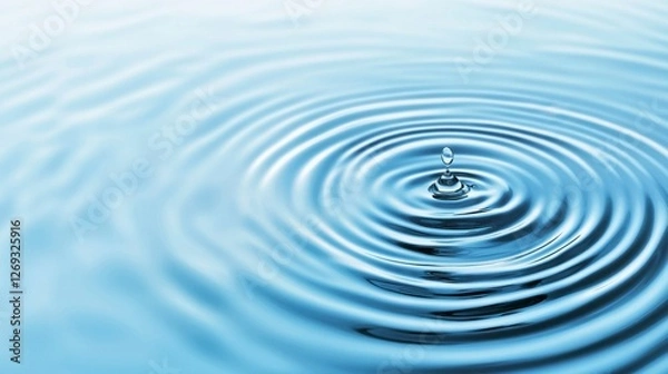 Fototapeta Light Blue Water Ripple Effect Tranquil and Peaceful Surface with Circular Waves