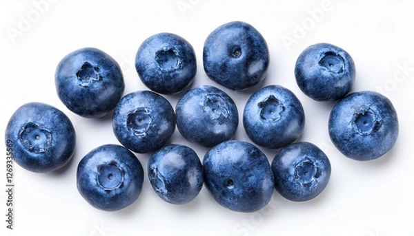 Obraz group of fresh blueberries isolated on white background top view