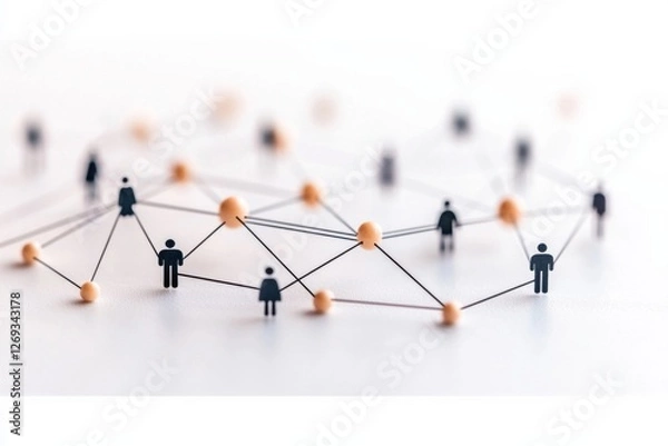 Fototapeta Network of connected figures representing social and professional relationships