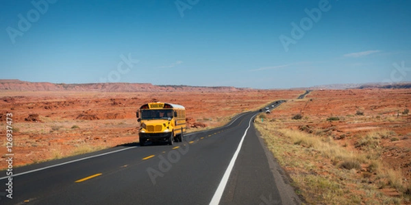Fototapeta Shool bus on Highway 89