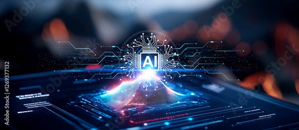Fototapeta Innovative ai showcase global tech summit 2025 digital innovations futuristic environment interactive viewpoint advancements in ai technology