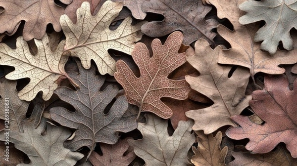 Fototapeta Autumn oak leaves background, nature detail, fall colors, textures, close-up