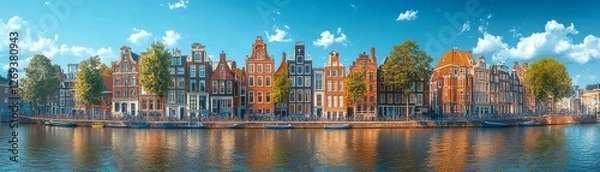 Obraz Colorful Amsterdam canal scene
