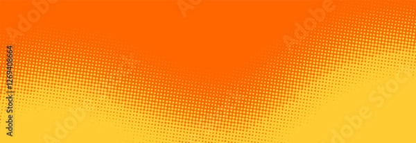 Fototapeta Bright orange and yellow pop art retro background with halftone in comics style, vector illustration EPS10