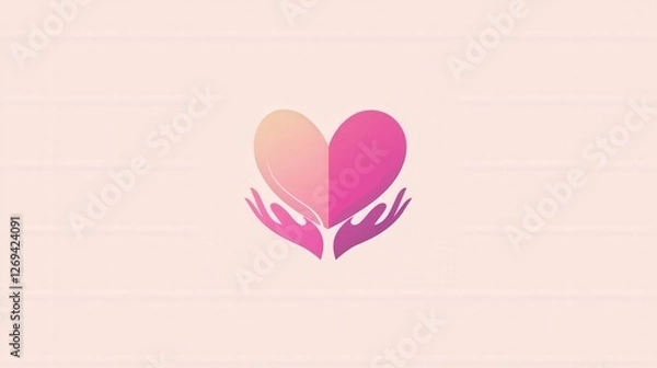 Fototapeta Creative Logo Design with Heart and Hands on Solid Background