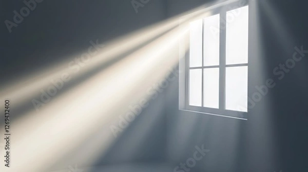Fototapeta Light beams streaming through a window create a serene atmosphere in a quiet indoor space