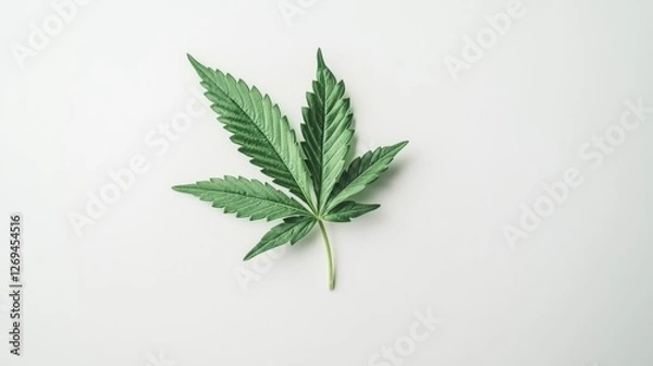 Obraz Cannabis leaf on light background with detailed texture