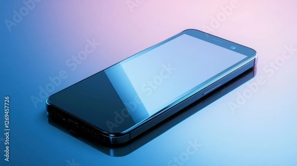Fototapeta High-End Mobile Phone Mockup with Glossy Reflective Surface