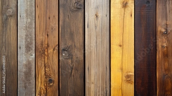 Fototapeta Textured wooden planks with varying colors and patterns