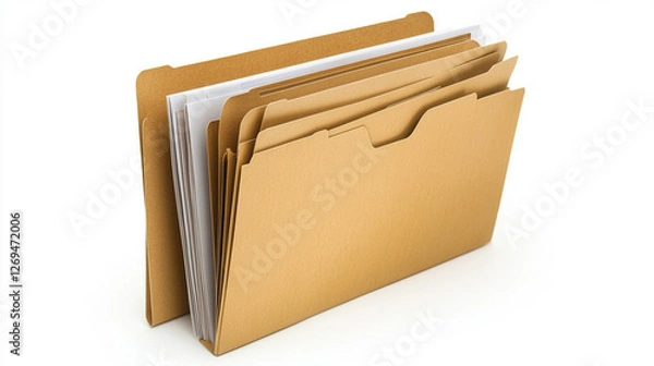 Fototapeta A stack of organized file folders showcasing the management of documents and paperwork in an office environment. Ideal for concepts related to organization and administration.